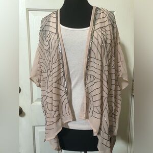 Angie Beige Sequin Beaded Kimono
